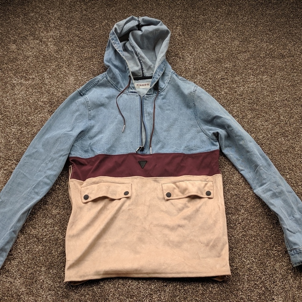 Black Pyramid Denim Maroon White Hoodie Men's M